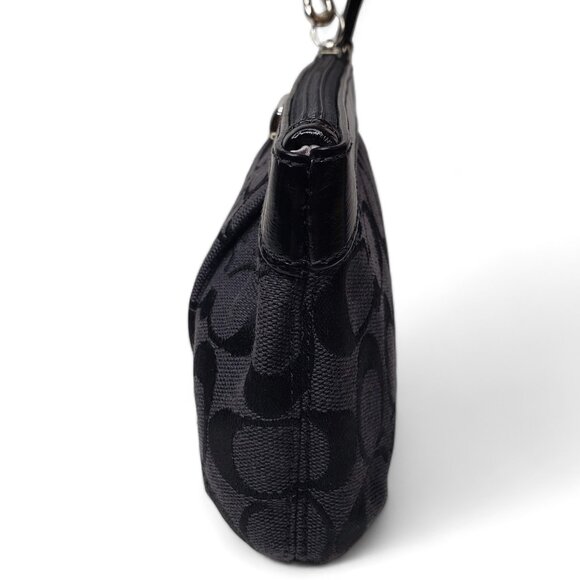 Coach Clutch Signature Embroidered Canvas Mini Wristlet Clutch Bag - Picture 5 of 8